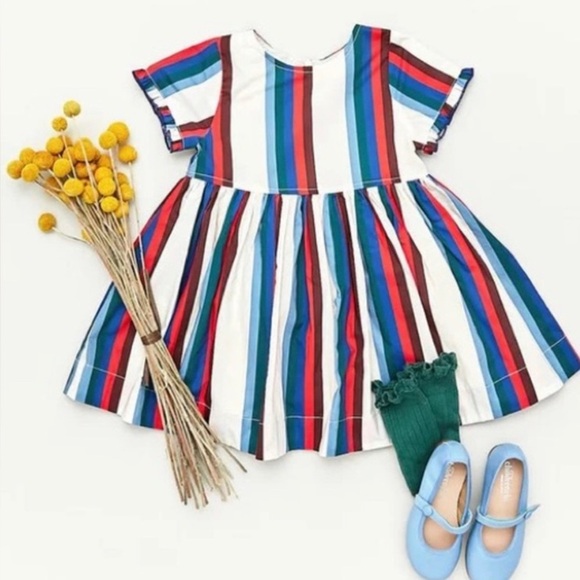 Pink Chicken Dress Girls’ 8 Y Multicolor Striped Andrea Dress - Picture 1 of 9